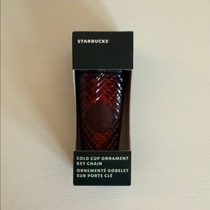 Starbucks Dark Red Plastic Cold Cup Keychain